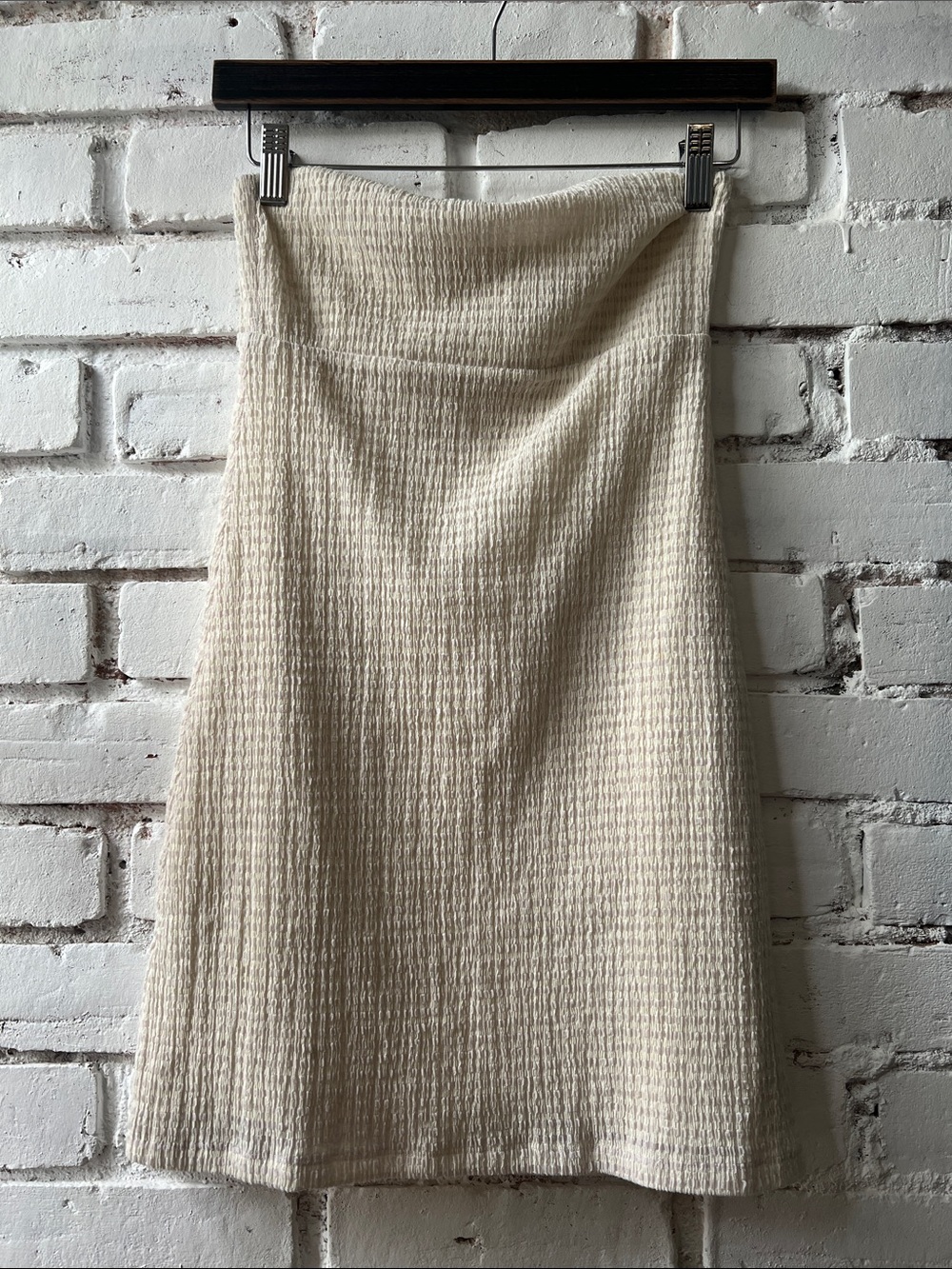WilAritzia Cream Textured Mini dress tube mini dress with picnic texture pattern